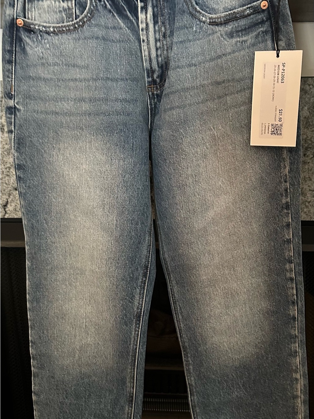 Sneak Peek Slim Straight Light Wash Blue Jeans